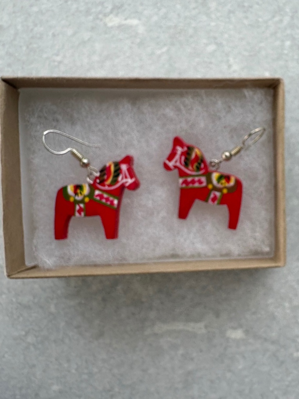 Vintage/Hand-Painted Swedish Dala Horse Earrings – Unworn - New